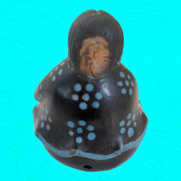 Vtg Chulucanas Peru Pottery Woman & Fish in Bowl artist signed Manuel Adauayue - Picture 3 of 8